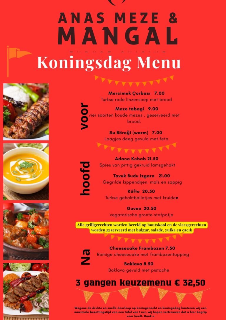 koningsdag menu foto (42 x 29.7 cm) (a4)